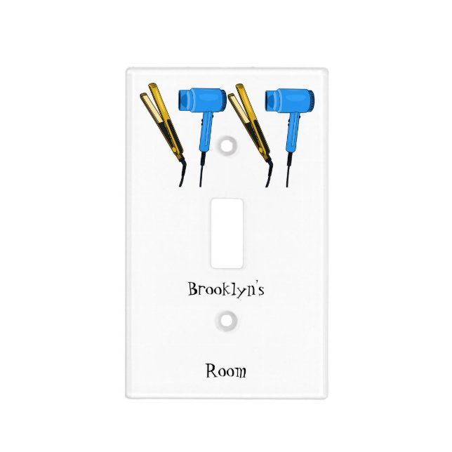 Hair dryer & hair straightener illustration light switch cover (Front)