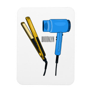 Hair dryer & hair straightener illustration magnet