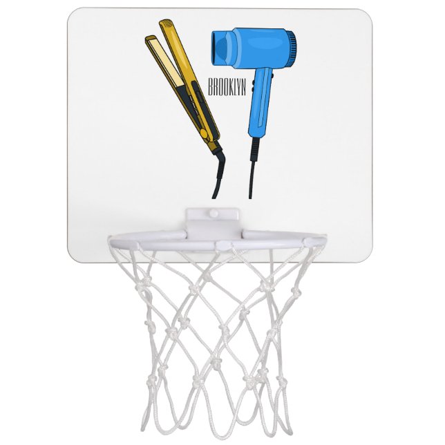 Hair dryer & hair straightener illustration mini basketball hoop (Front)