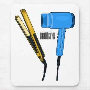 Hair dryer & hair straightener illustration mouse pad