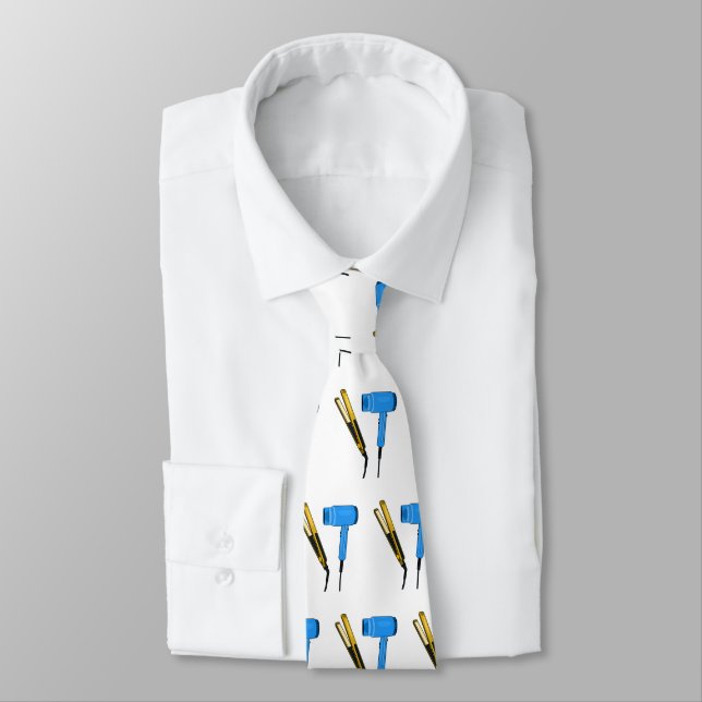 Hair dryer & hair straightener illustration neck tie (Tied)
