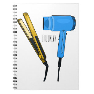 Hair dryer & hair straightener illustration notebook