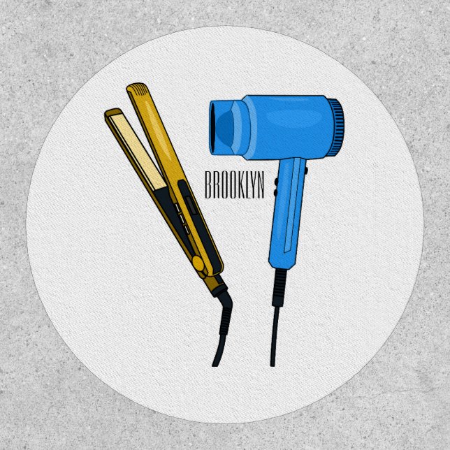 Hair dryer & hair straightener illustration patch (Front)