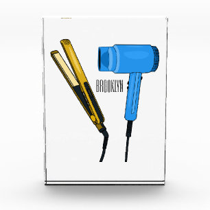 Hair dryer & hair straightener illustration photo block