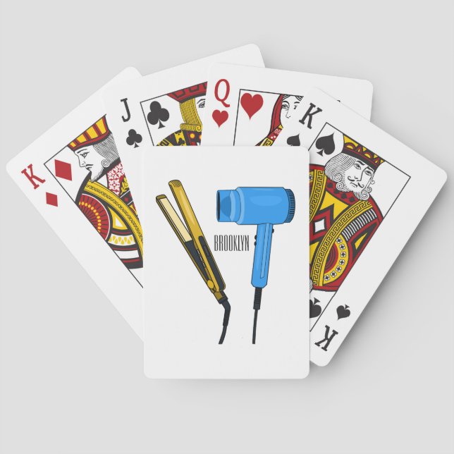 Hair dryer & hair straightener illustration poker cards (Back)
