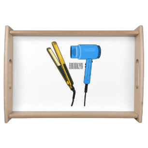Hair dryer & hair straightener illustration serving tray