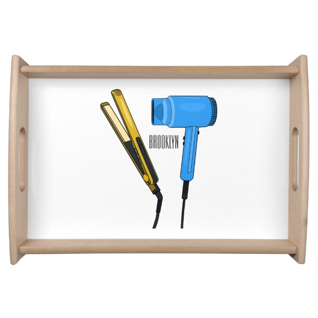 Hair dryer & hair straightener illustration serving tray (Front)