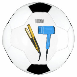 Hair dryer & hair straightener illustration soccer ball