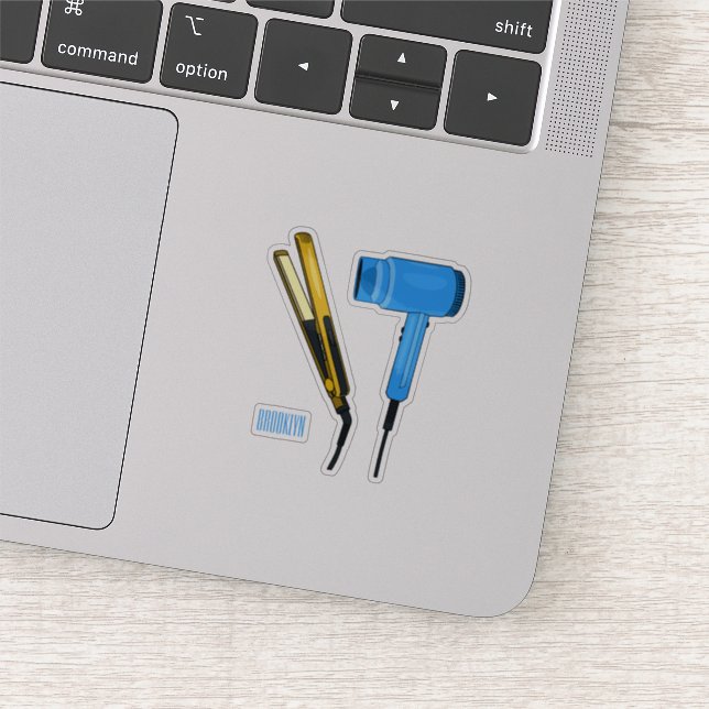 Hair dryer & hair straightener illustration sticker (Detail)