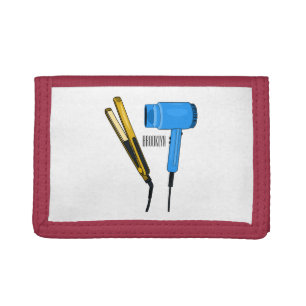Hair dryer & hair straightener illustration trifold wallet