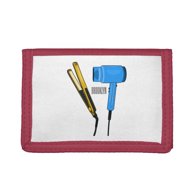 Hair dryer & hair straightener illustration trifold wallet (Front)