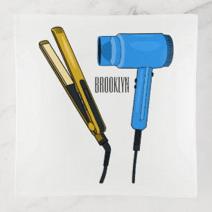 Hair dryer & hair straightener illustration trinket tray