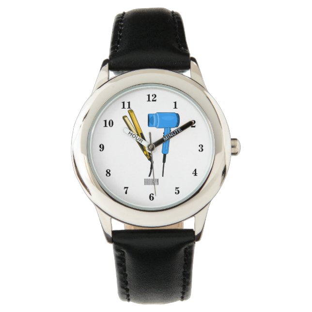 Hair dryer & hair straightener illustration watch (Front)