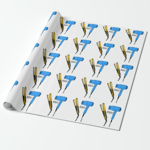 Hair dryer & hair straightener illustration wrapping paper