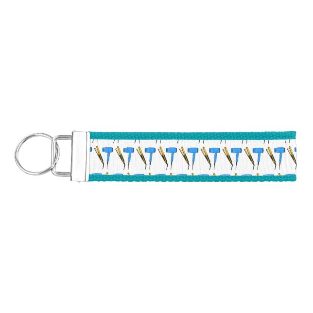 Hair dryer & hair straightener illustration wrist keychain (Keys on Left)
