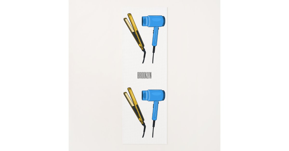 Hair dryer & hair straightener illustration yoga mat Zazzle