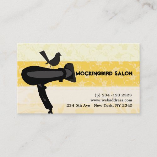 Hair Dryer and Mocking Bird Illustration Business Card Templates