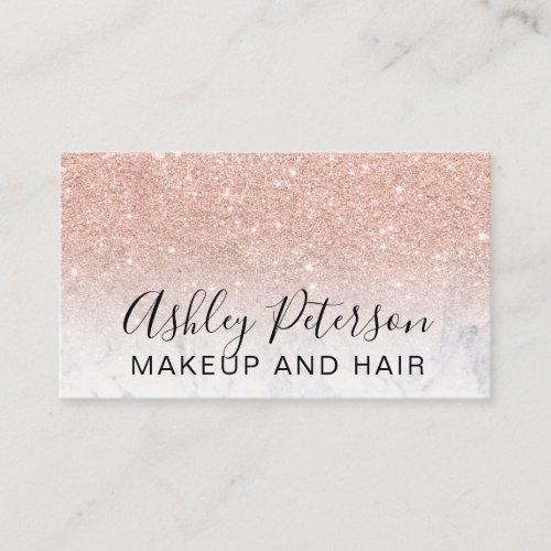 hair elegant typography marble rose gold glitter business card