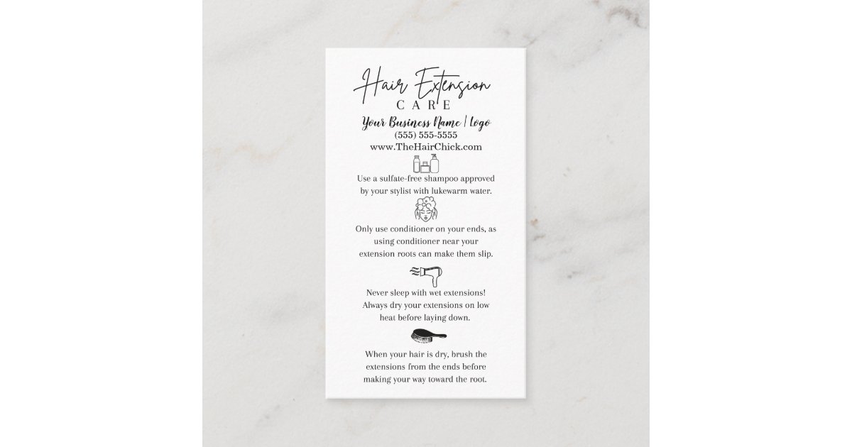 Hair Extension Care Business Card Zazzle
