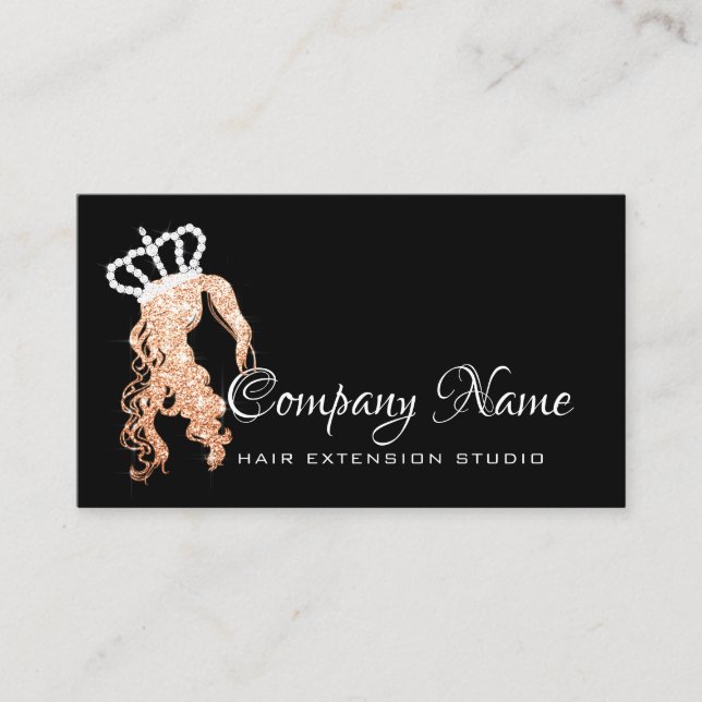 Hair Extension Hair Copper Rose Crown Spark Salon Appointment Card (Front)