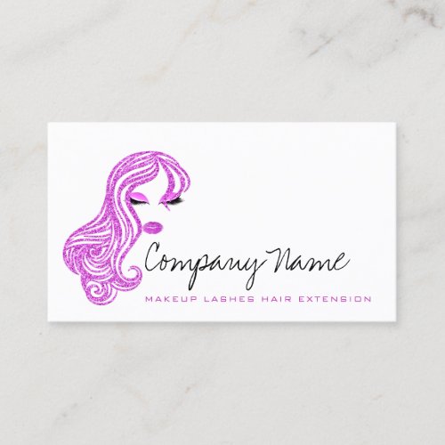 Hair Extension Hair Fuchsia Pink Makeup Lashes Appointment Card