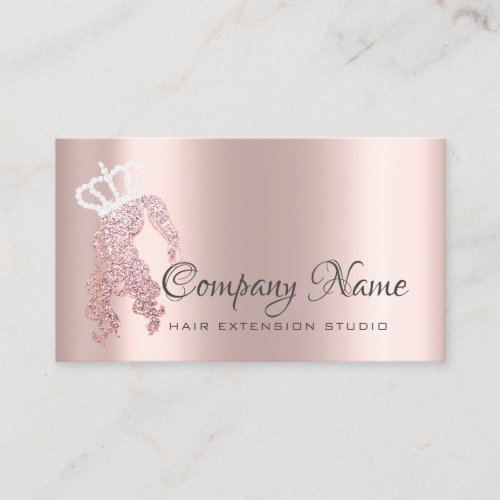 Hair Extension Hair Rose Gold Crown Spark White Appointment Card