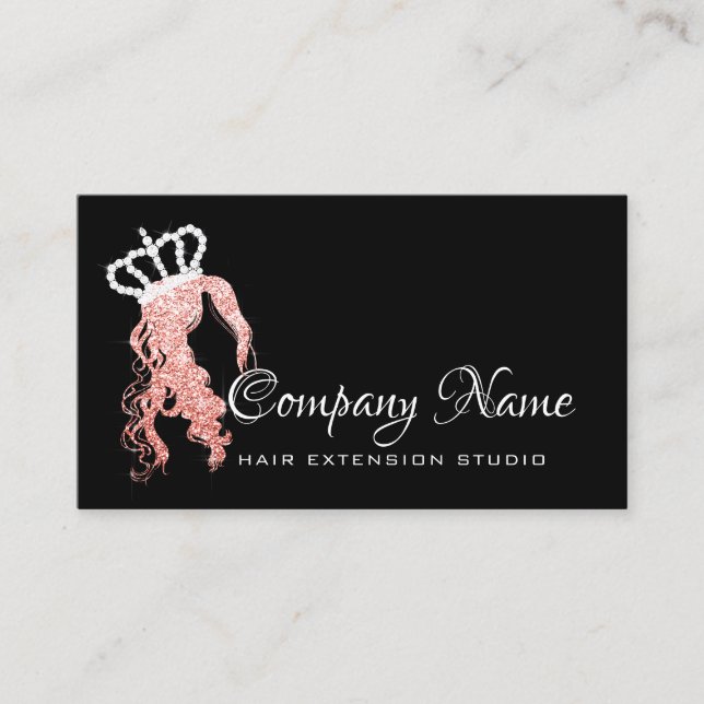 Hair Extension Hair Salon Rose Crown Spark Diamond Appointment Card (Front)