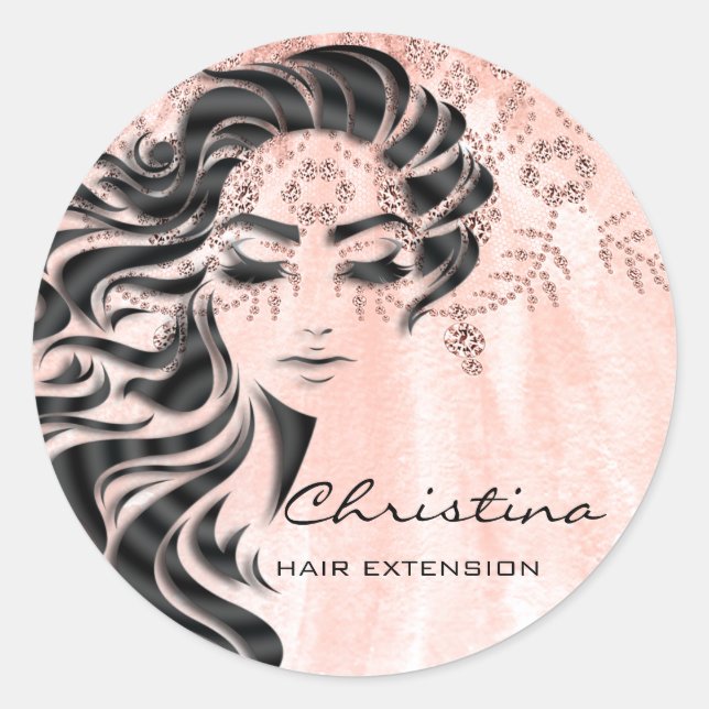 Hair Extension Hairdresser Makeup Eyelash Diamond Classic Round Sticker (Front)