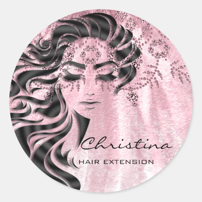 Hair Extension Hairdresser Makeup Eyelash Rose Classic Round Sticker ...