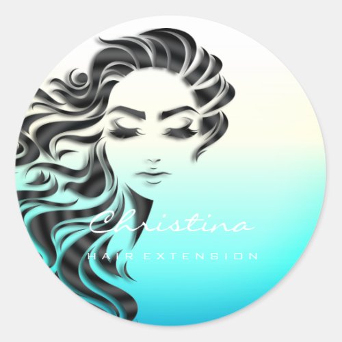Hair Extension Stylist Makeup Artist Eyelash Ombre Classic Round Sticker