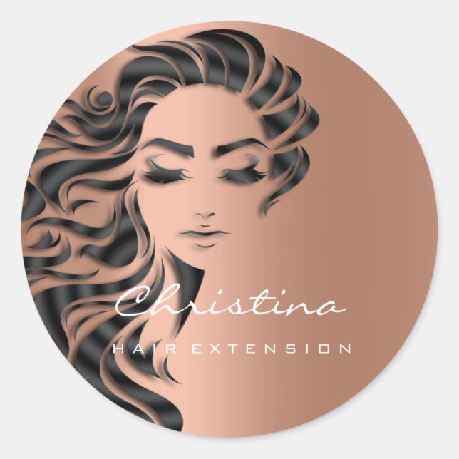 Hair Extension Stylist Makeup  Eyelash Copper 16th Classic Round Sticker (Front)