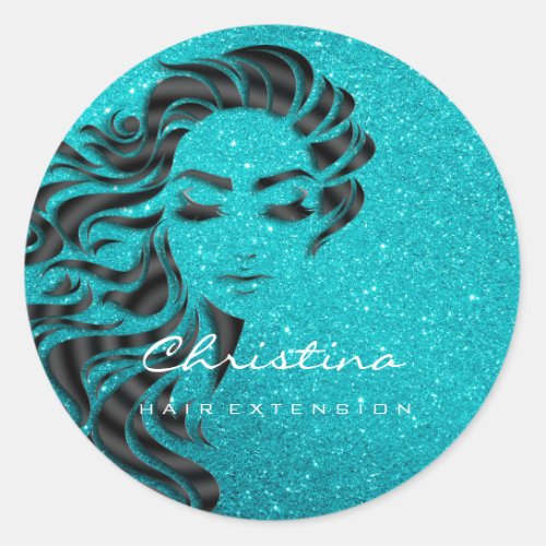 Hair Extension Stylist Makeup  Eyelash GlitterLash Classic Round Sticker