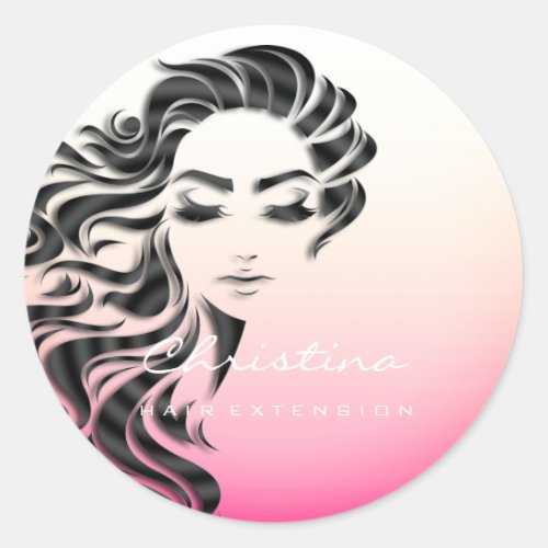 Hair Extension Stylist Makeup  Eyelash Pink 16th Classic Round Sticker