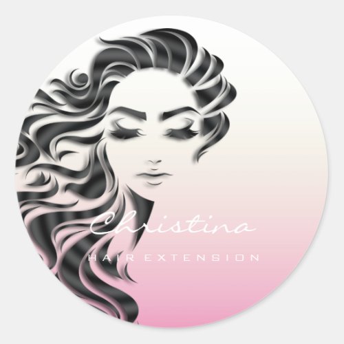 Hair Extension Stylist Makeup  Eyelash Pink 16th Classic Round Sticker