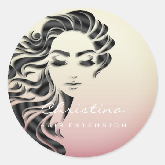 Hair Extension Stylist Makeup Eyelash Pink 16th Classic Round Sticker