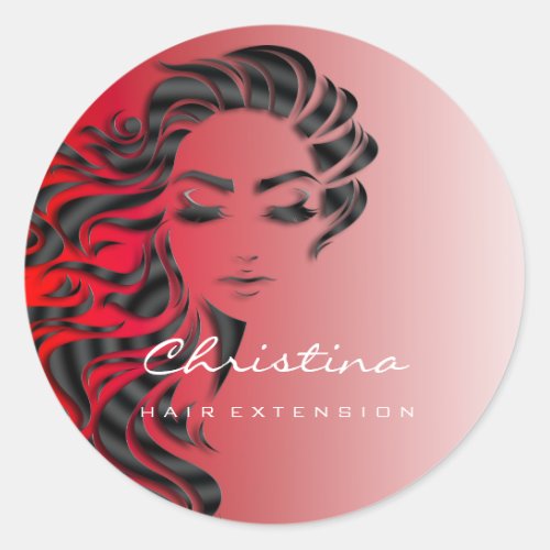 Hair Extension Stylist Makeup  Eyelash Red 16th Classic Round Sticker