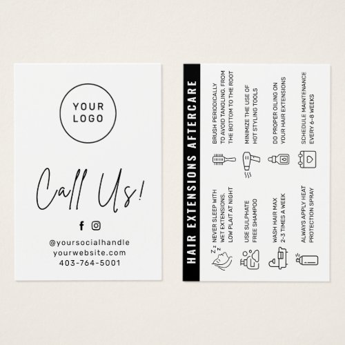 Hair Extensions Aftercare Business Card