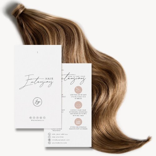 Hair Extensions Care Hang Tag Card With Logo