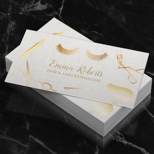 Hair  Eyelash Extensions Beauty Salon Linen Business Card