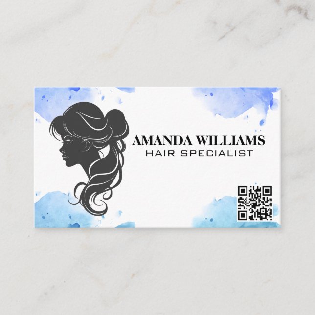 Hair Flowing Gray Graphic | QR Code Appointment Card (Front)