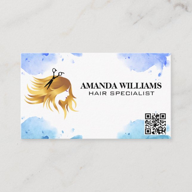 Hair Flowing Logo | QR Code Appointment Card (Front)