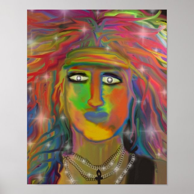 "Hair God" Digital Art Print (Front)