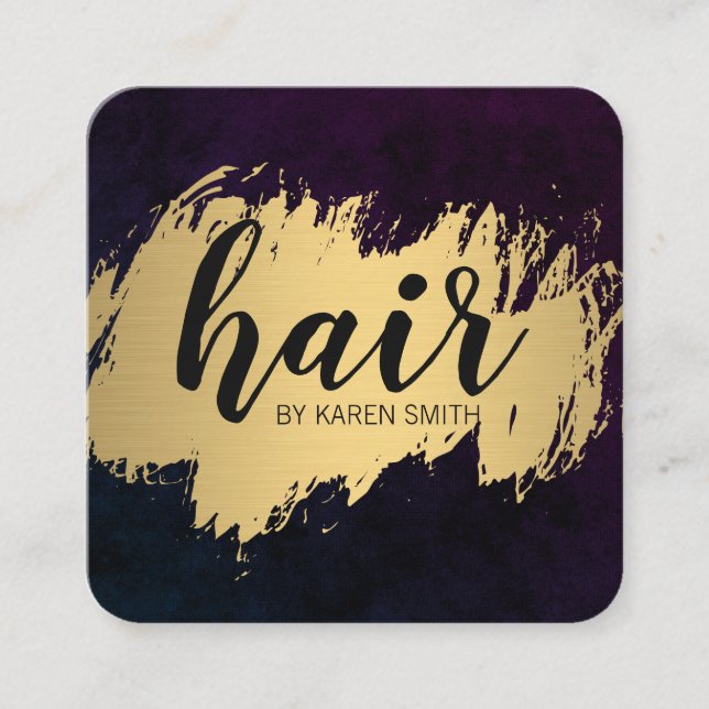 Hair / Gold Brushed Square Business Card (Front)