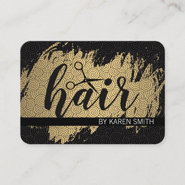 HAIR / Gold Brushed / Swirl Pattern Business Card (Front)