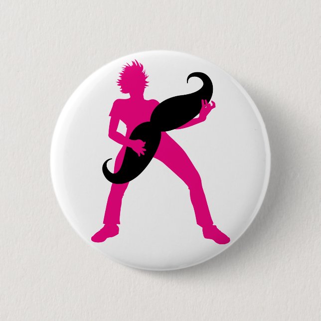 Hair Guitar Pinback Button (Front)