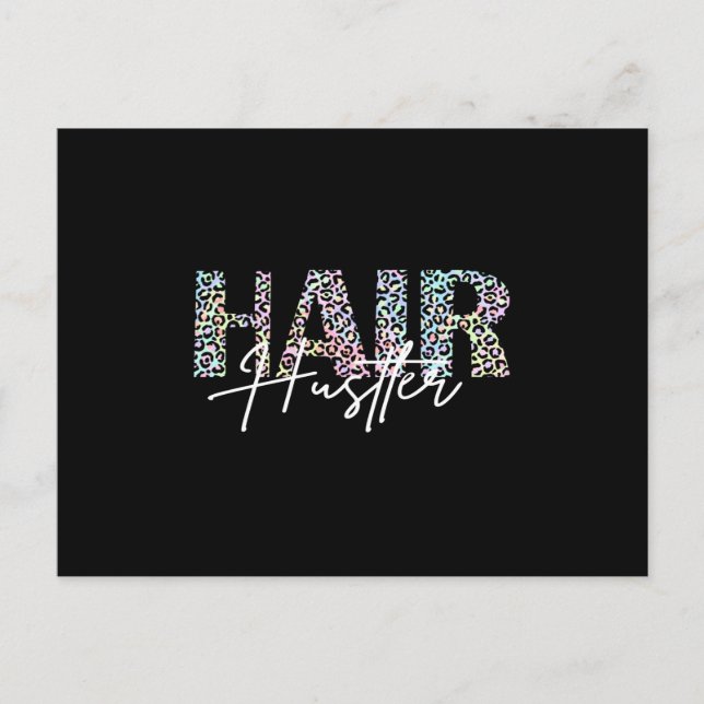 Hair Hustler Hairdresser Leo Print colorful Postcard (Front)