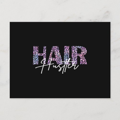 Hair Hustler Hairdresser Leo Print pink Postcard