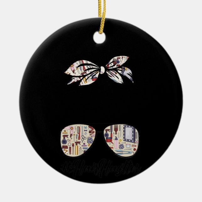 Hair Hustler Hairstylist Salon Hairdresser Messy B Ceramic Ornament (Front)