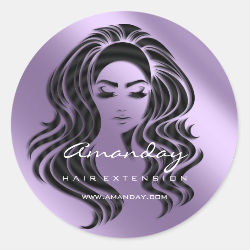 Hair Lash Extension Stylist Makeup Artis Violet Classic Round Sticker