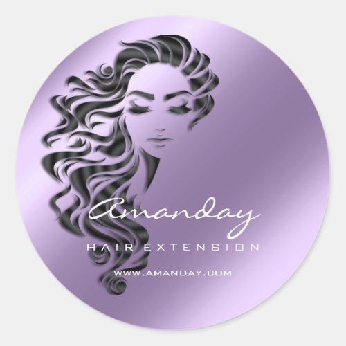 Hair Lash Extension Stylist Makeup Artis Violet Classic Round Sticker